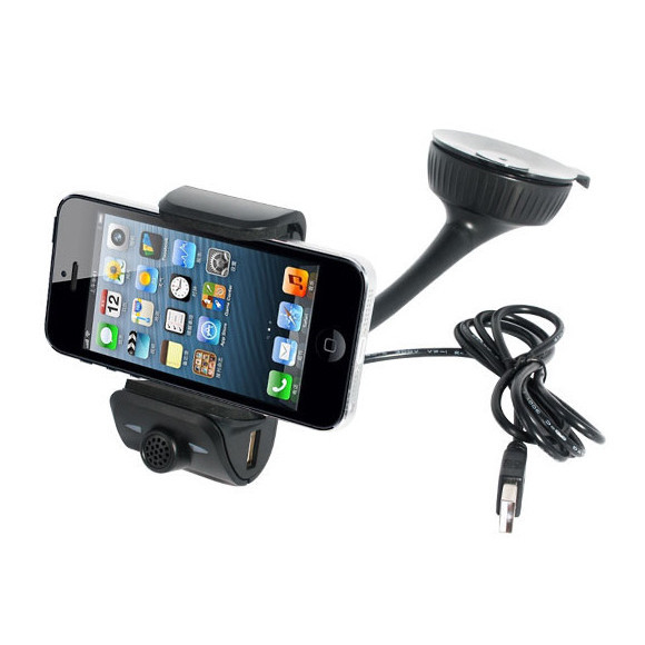 Handsfree Car Bluetooth, Phone Charger and Cradle with Suction Mount