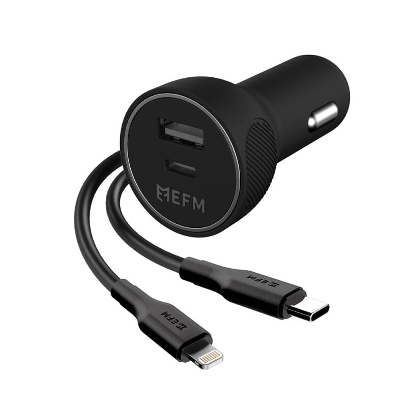 Dual Port Car Charger With Type C to Lightning Cable 57W Force