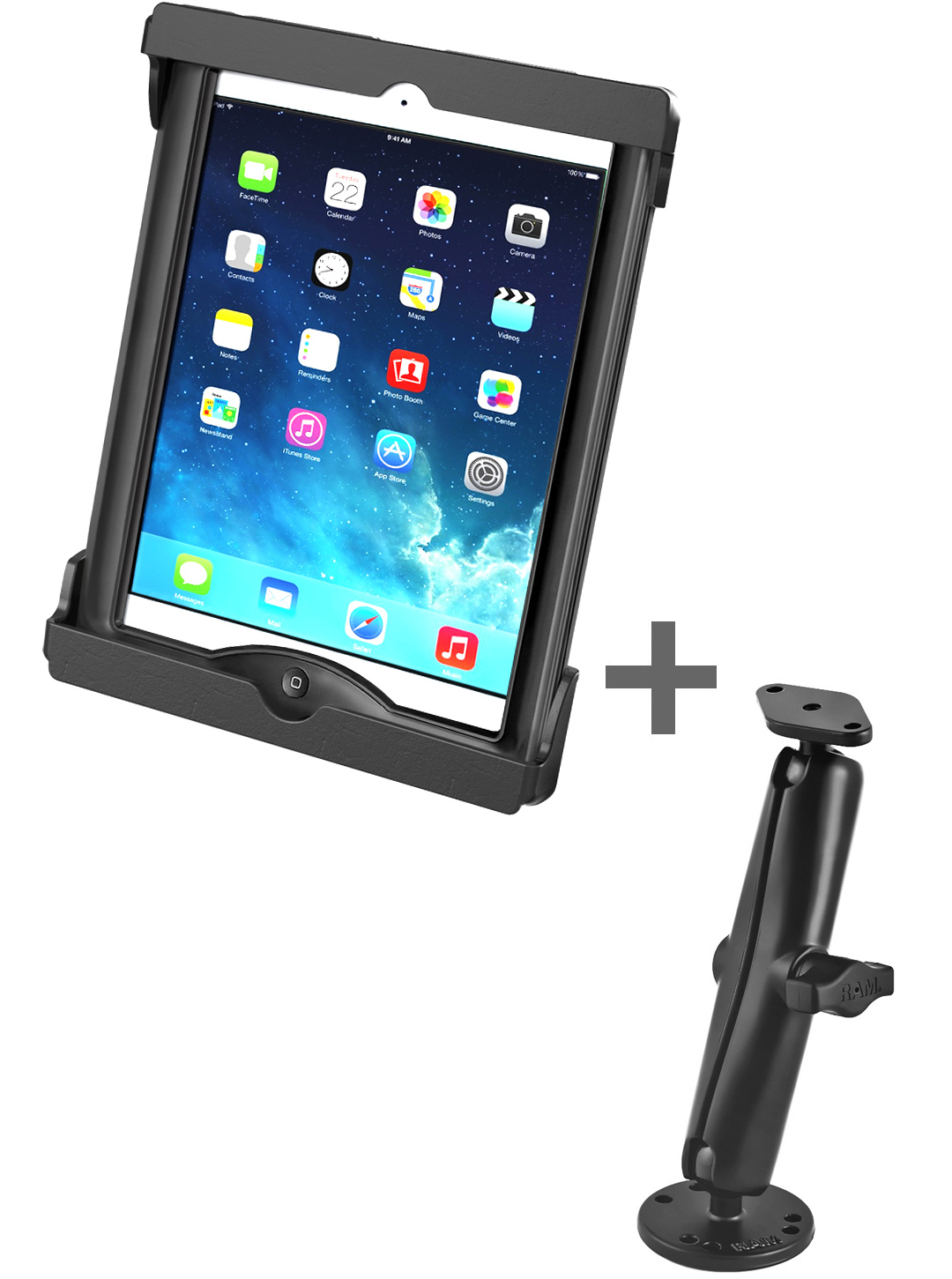 RAM Mount 9.7" Tablet with Heavy Duty Case Flat Surface Mount