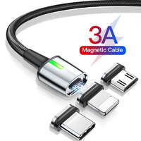 3 in 1 Magnetic Charge & Data Zinc Cable - Lightning, USB-C & Micro Adapters