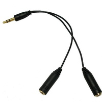 Headset Splitter Cable - 3.5mm Male to Dual Female Plug Adapter