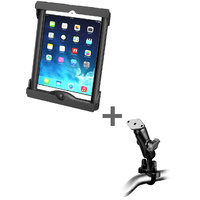 RAM U-Bolt Rail Handlebar Mount with Tab-Tite 9.7" Tablet Cradle using Case