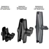 RAM Mount Double Socket Clamp Arm 1" Balls Short Standard or Long RAM-B-201U