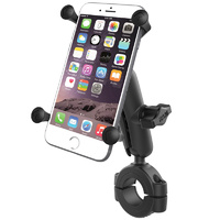 RAM Mount Universal X-Grip Cradle for iPhone 11 Pro Max, XS Max, 8 Plus with Large RAM Torque Motorcycle Handlebar Rail Base - RAM-B-408-112-15-UN10U