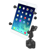 RAM Mount 3/4" - 1" Handlebar Rail Base Universal X-Grip iPad Mini 7-8" Tablets